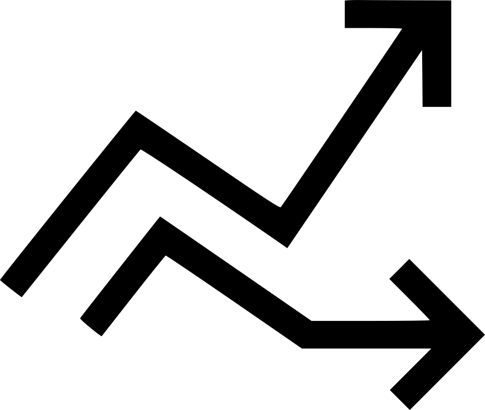 Black Line Rising and Falling Trend Arrows