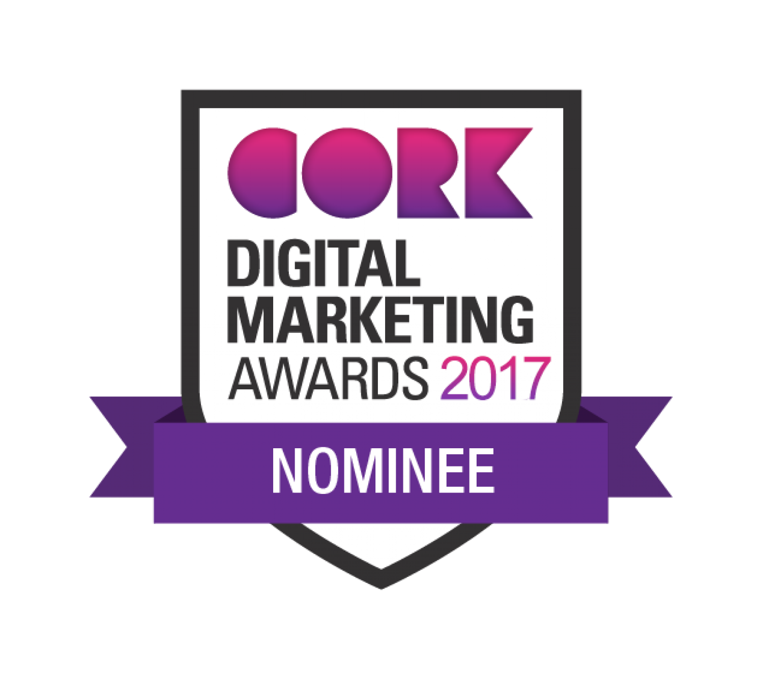 Cork Awards 2017 Nominee Badge, Purple Ribbon
