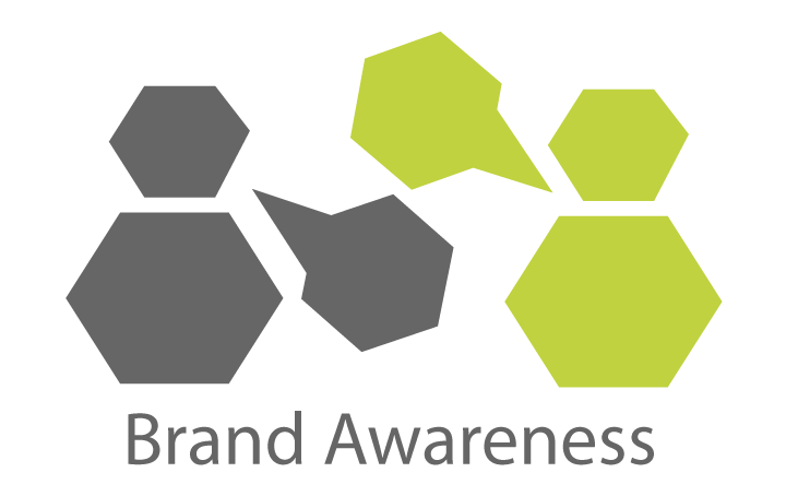 Brand Awareness Icon with Lime Green Hexagons
