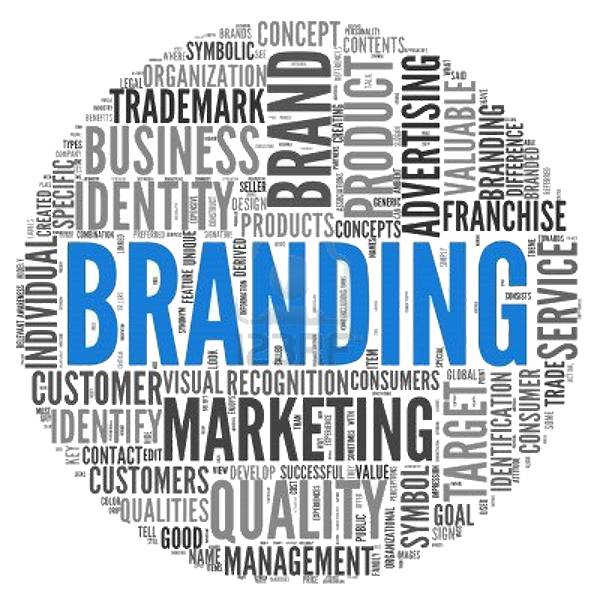 Circular Branding Word Cloud in Blue and Grey
