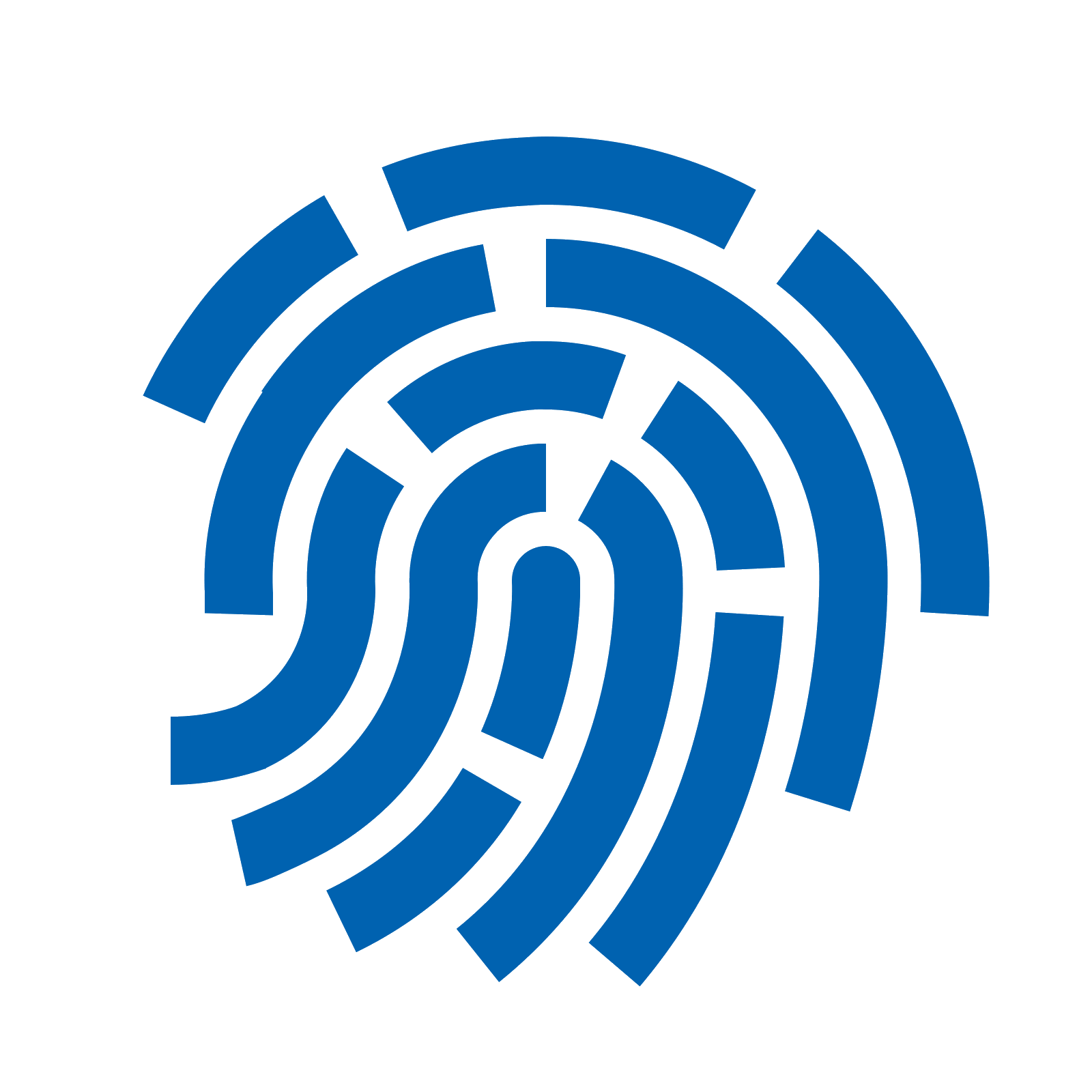 Blue Flat Fingerprint Icon with Bold Ridges