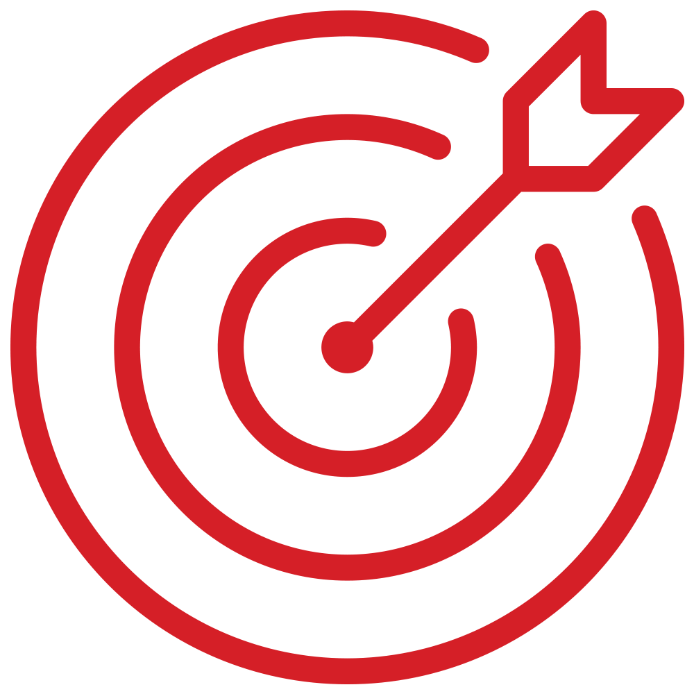 Red Line Bullseye Target Icon with Arrow