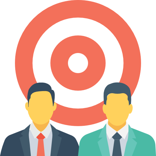 Two Businessmen in Suits Beside Bullseye Target