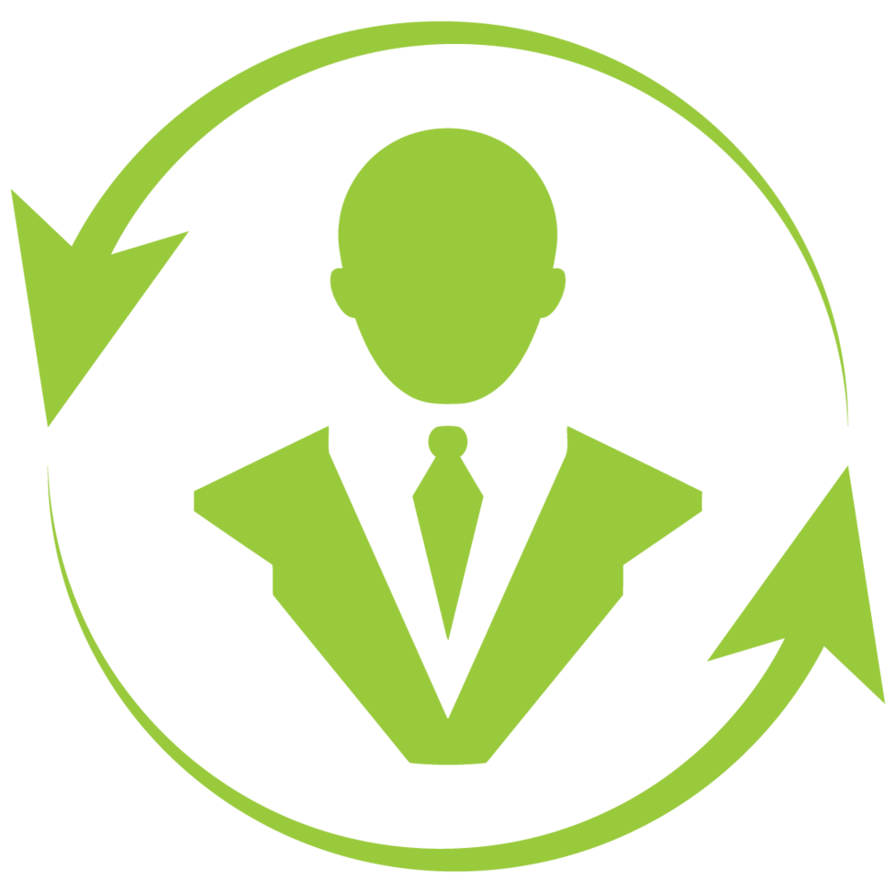 Lime Green Businessman Silhouette with Circular Arrows