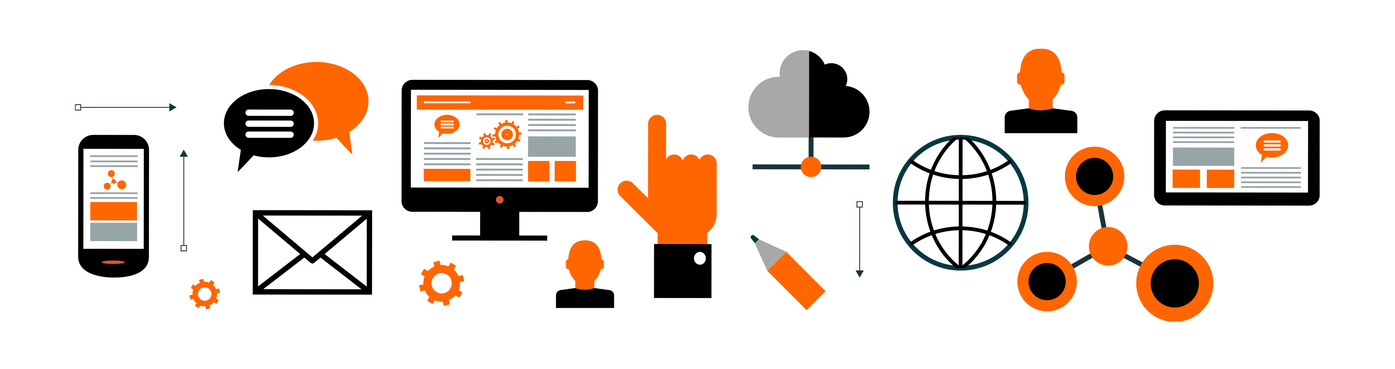 Orange and Black Digital Marketing Icon Set