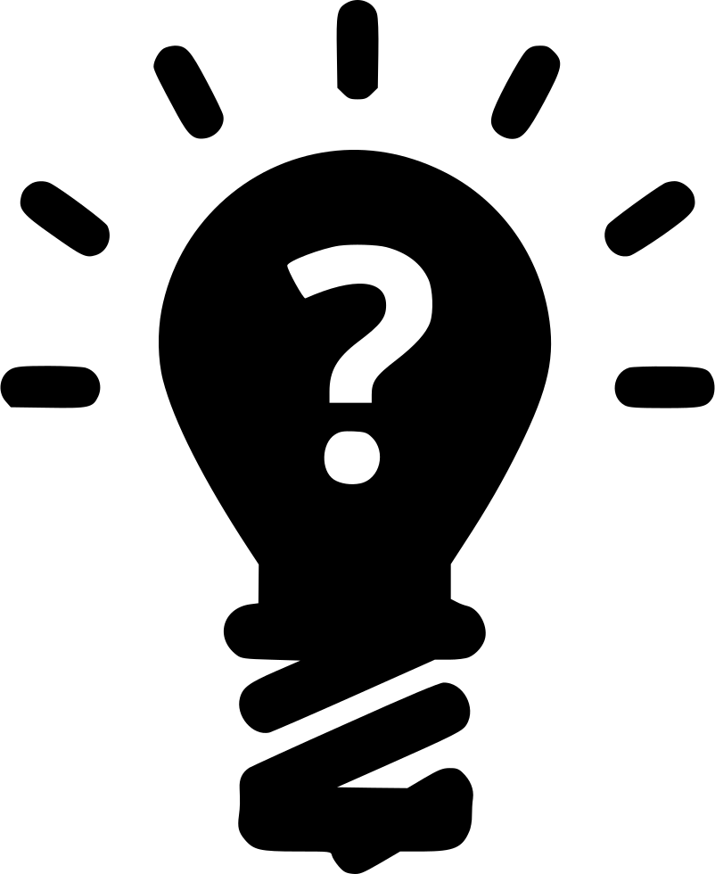 Black Light Bulb with White Question Mark