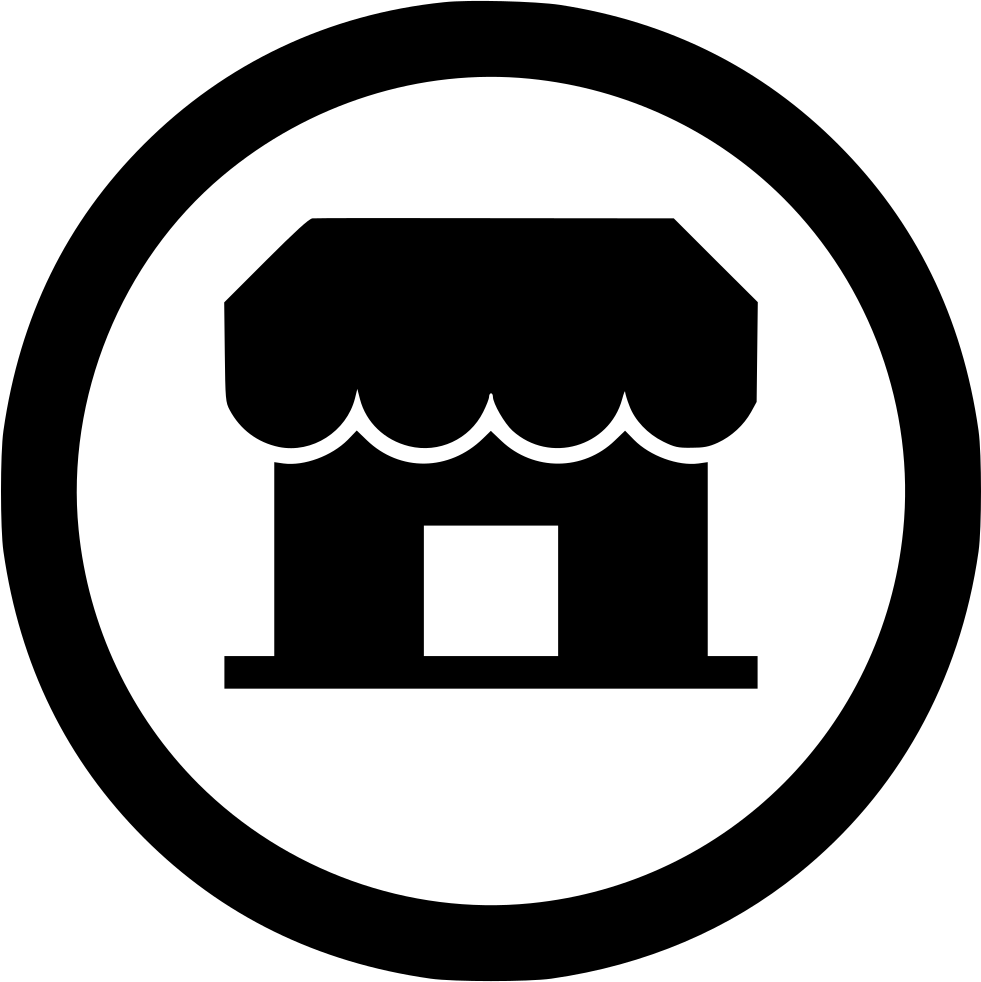 Black Storefront Icon with Scalloped Awning