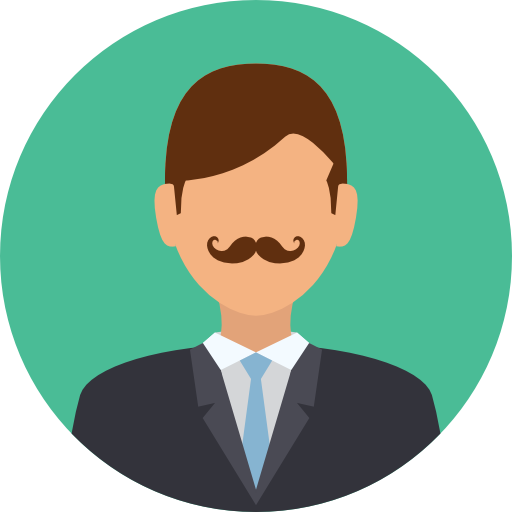 Flat Cartoon Businessman Avatar with Mustache