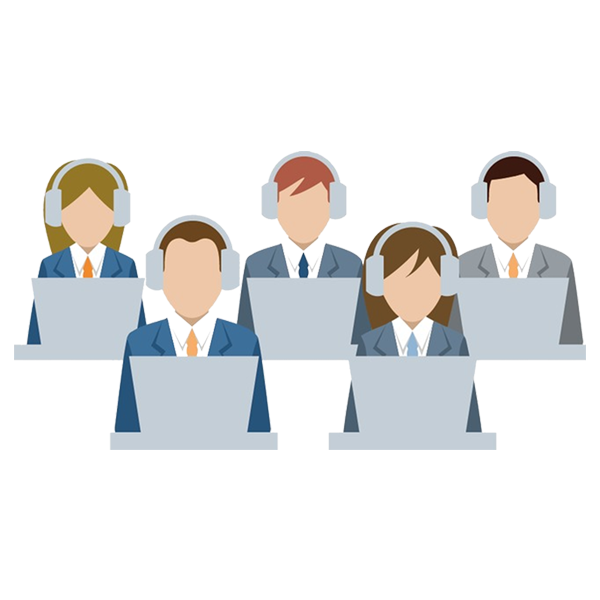 Five Flat Customer Service Agents with Headsets