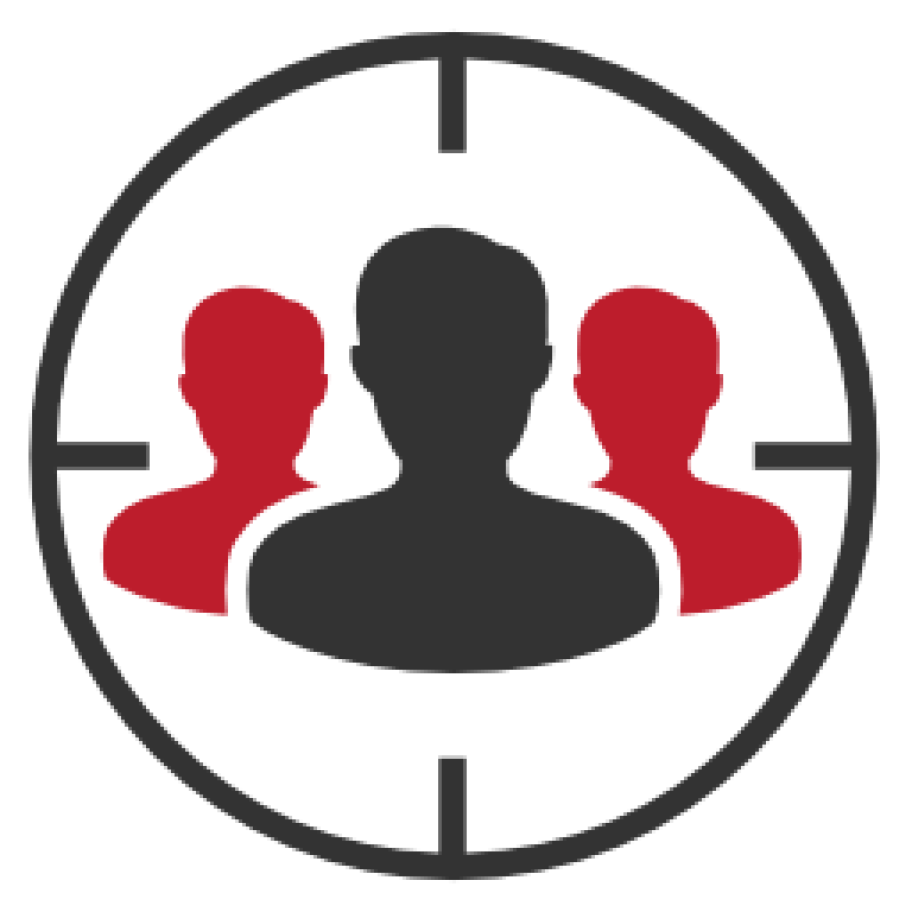 Target Audience Icon, Grey and Red Silhouettes