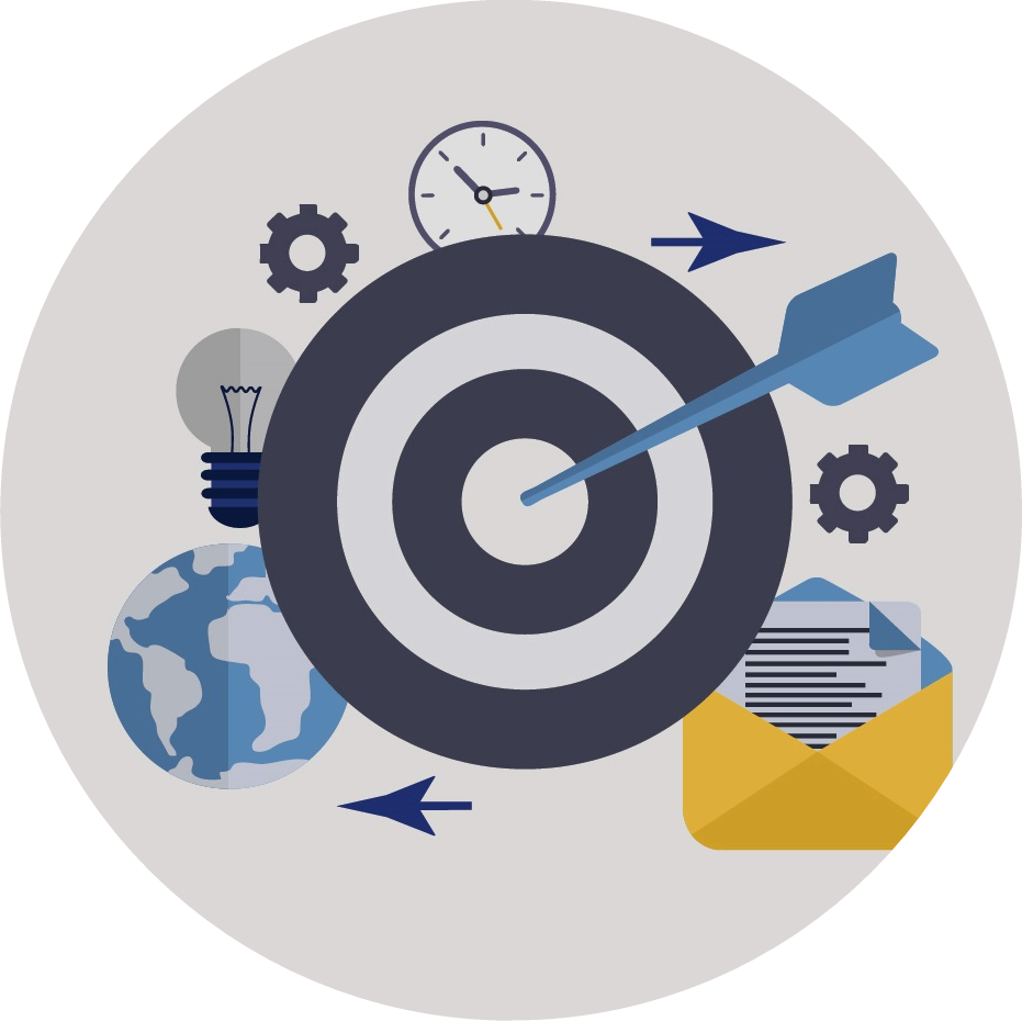 Blue Dart Hitting Bullseye Target Icon