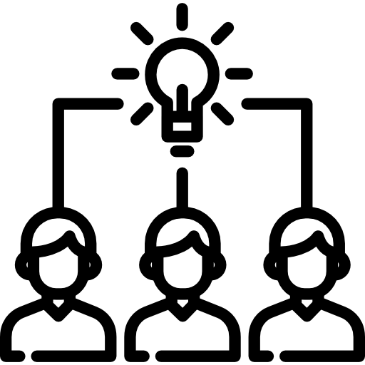Black Line Icon of Team Brainstorming Idea