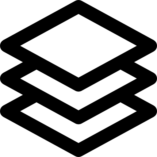 Black Outline Stacked Diamond Layers Icon