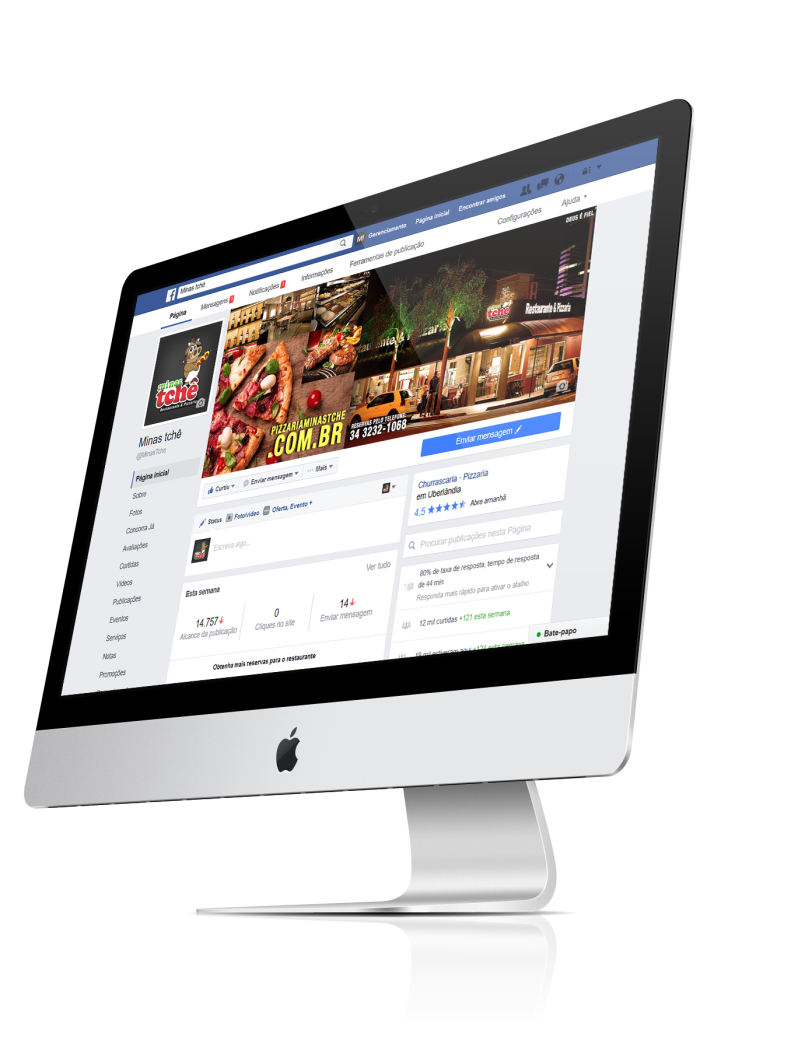 Desktop Monitor Showing Restaurant Social Page