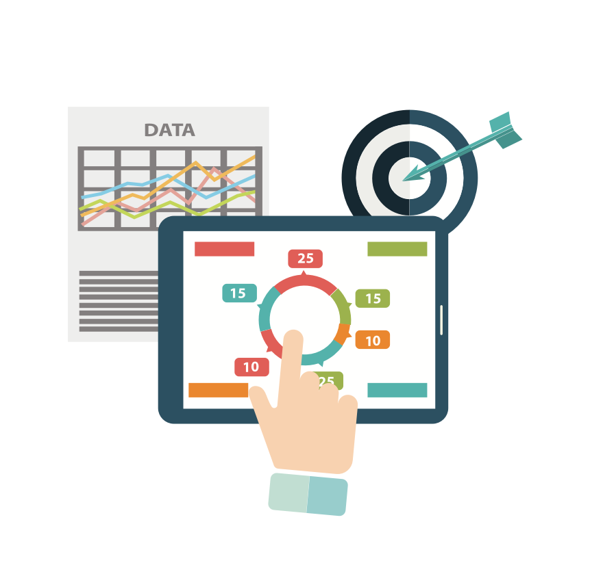 Flat Tablet Donut Chart Analytics Illustration