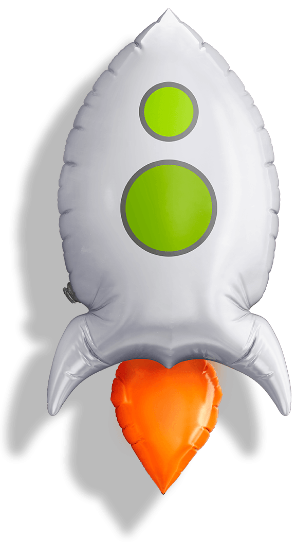 Silver Rocket Balloon with Green Portholes