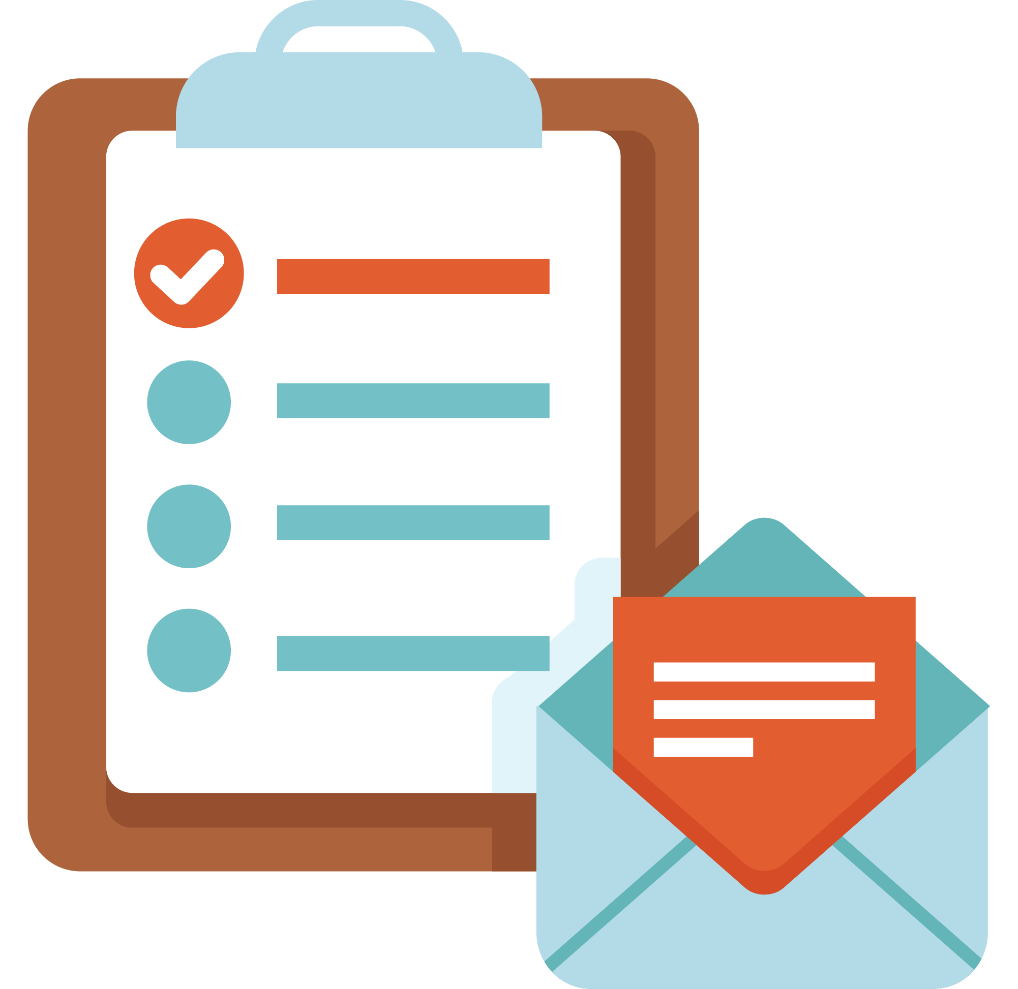 Clipboard Checklist with Open Envelope