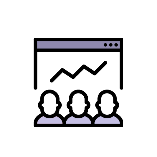 Three People under Rising Chart, Lavender Outline