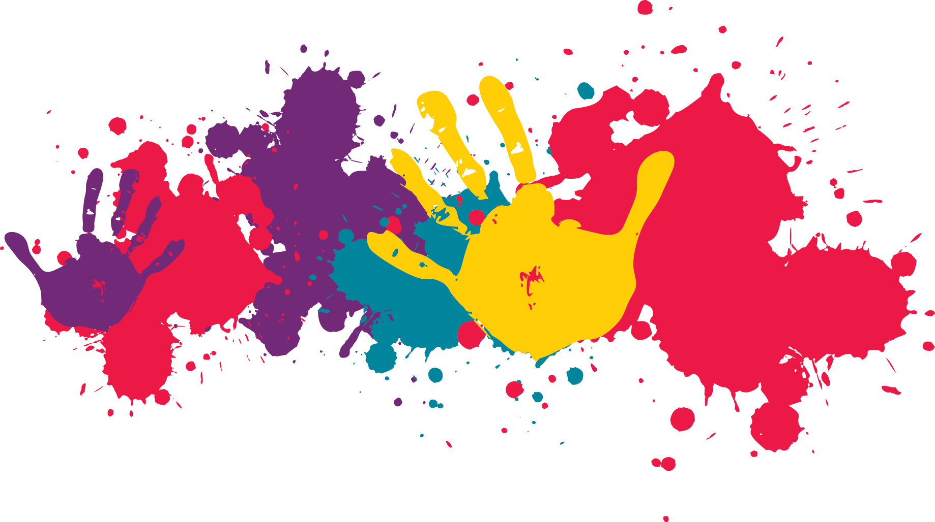 Colorful Paint Splatter with Handprints