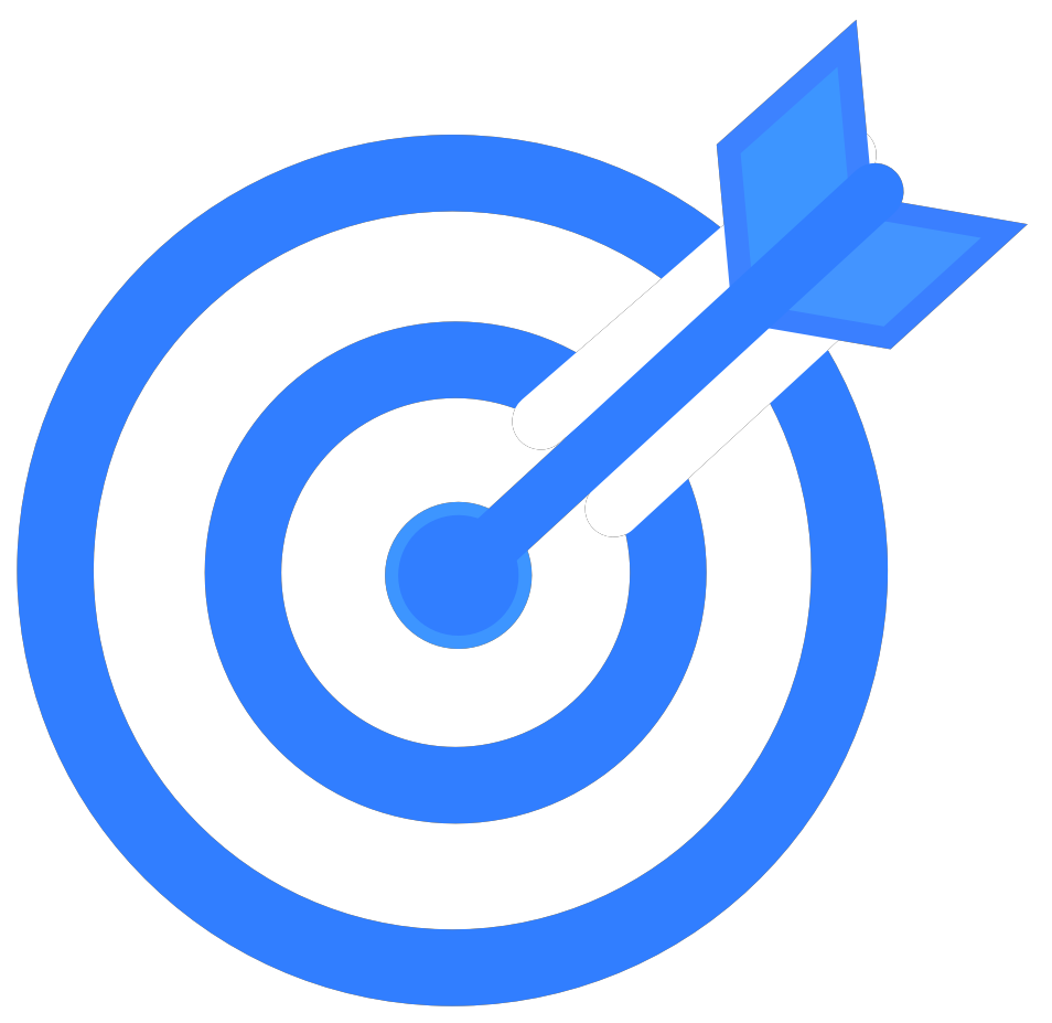 Blue Bullseye Target with Arrow