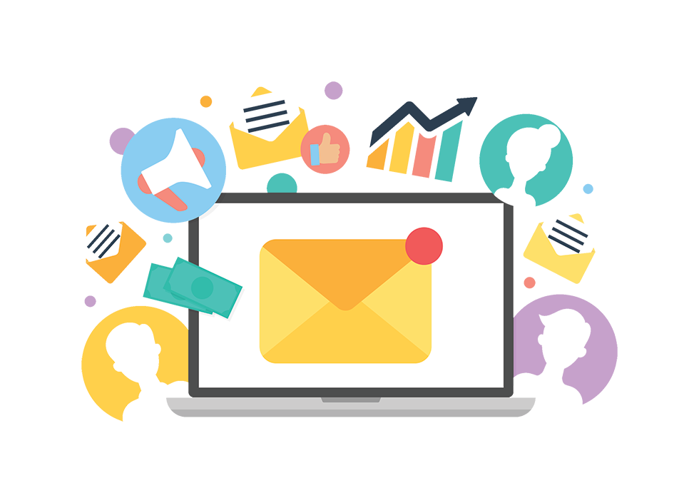 Flat Laptop Email Marketing Illustration