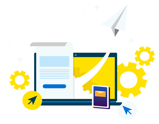 Email Marketing Laptop with Paper Plane