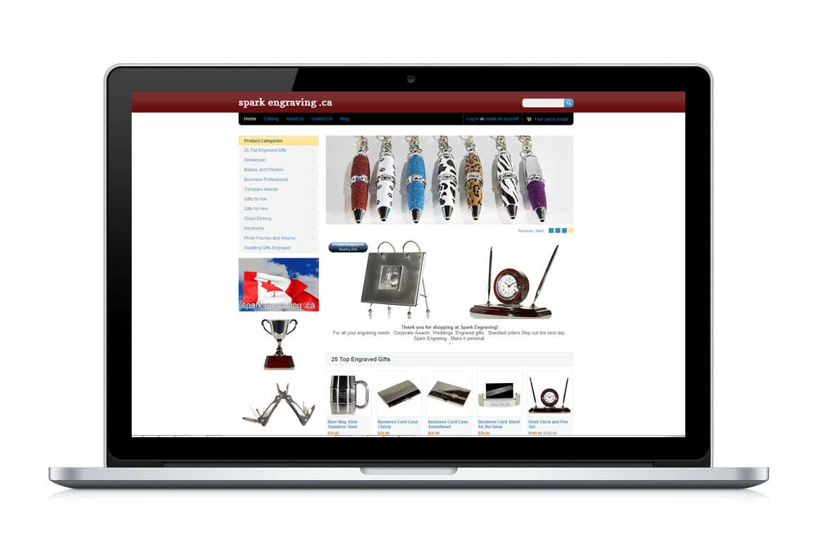 Silver Laptop Mockup with Gift Shop Website