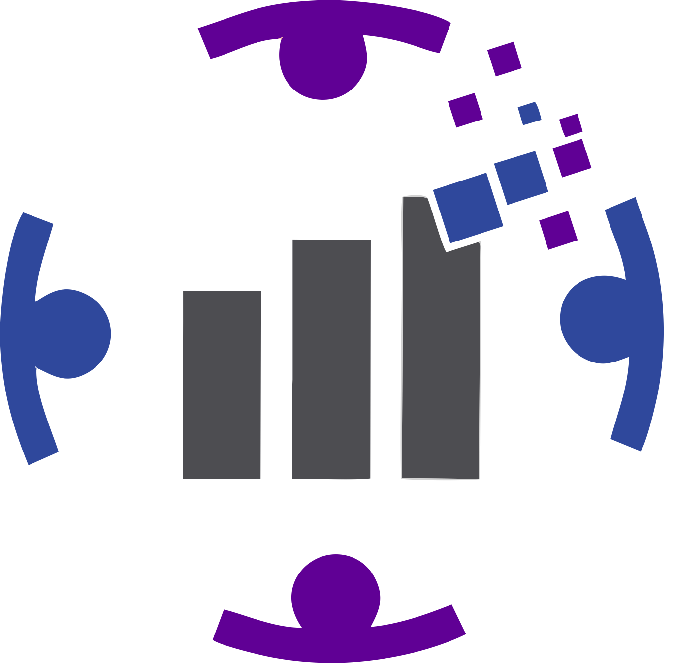 Grey Bar Chart Icon with Blue Arrows