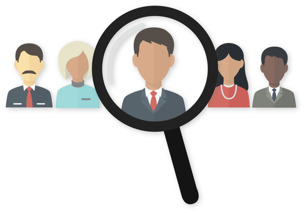 Flat People Icons with Magnifying Glass