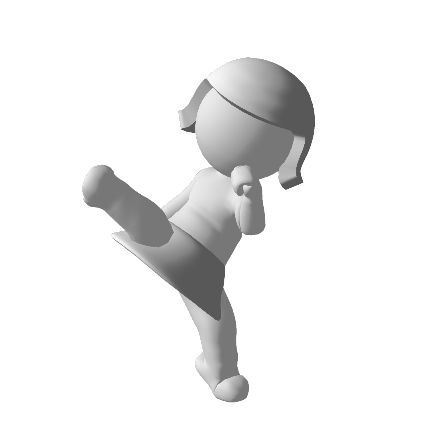 Grey 3D Figure Mid High Kick
