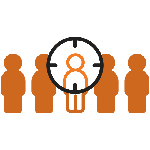 Target Audience Icon with Orange People and Crosshair