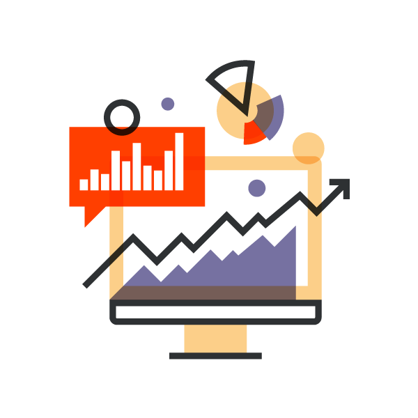 Flat Analytics Dashboard with Rising Trend Line