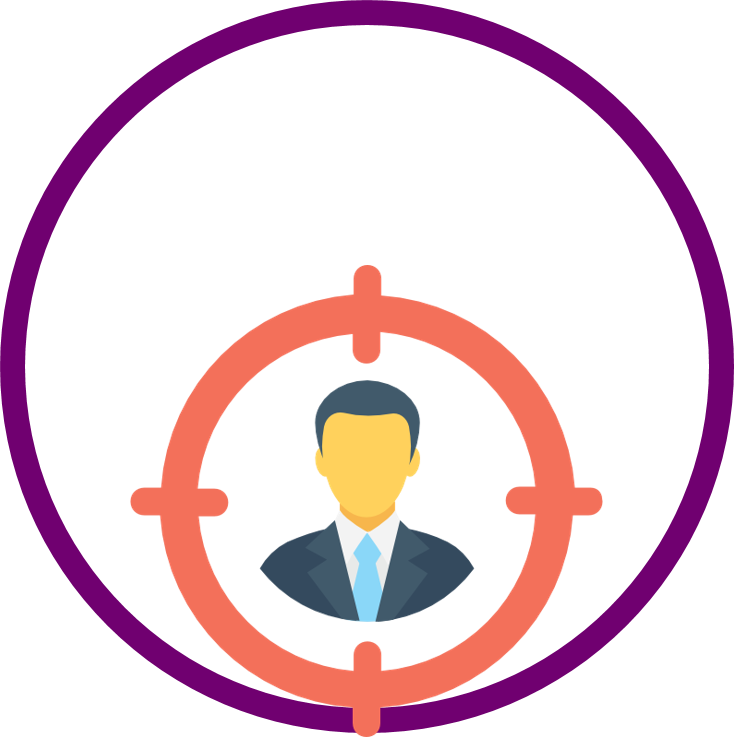 Businessman in Orange Target Crosshair Icon