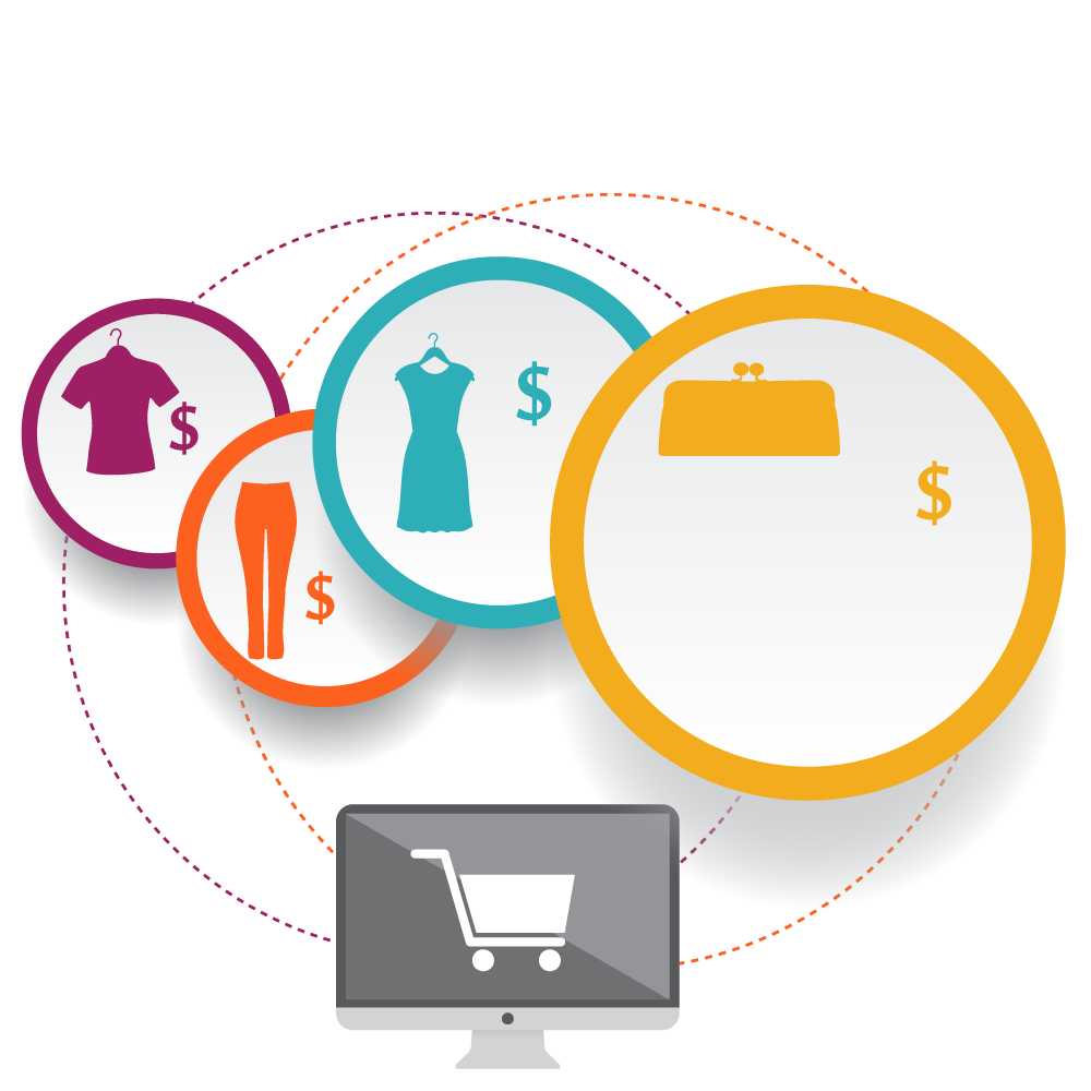 Online Shopping Infographic with Colorful Clothing Icons