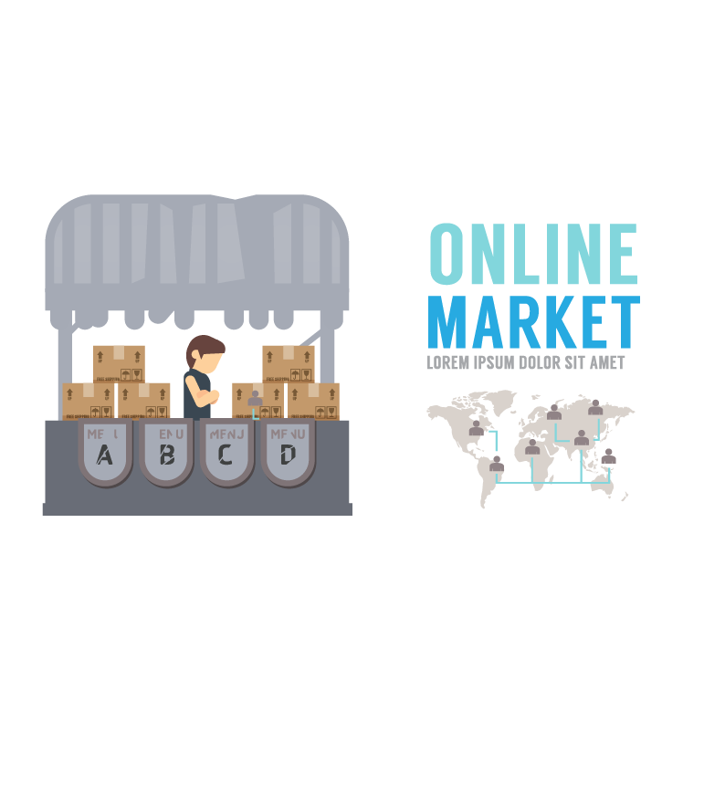 digital marketing information creative network marketing business information map vector material