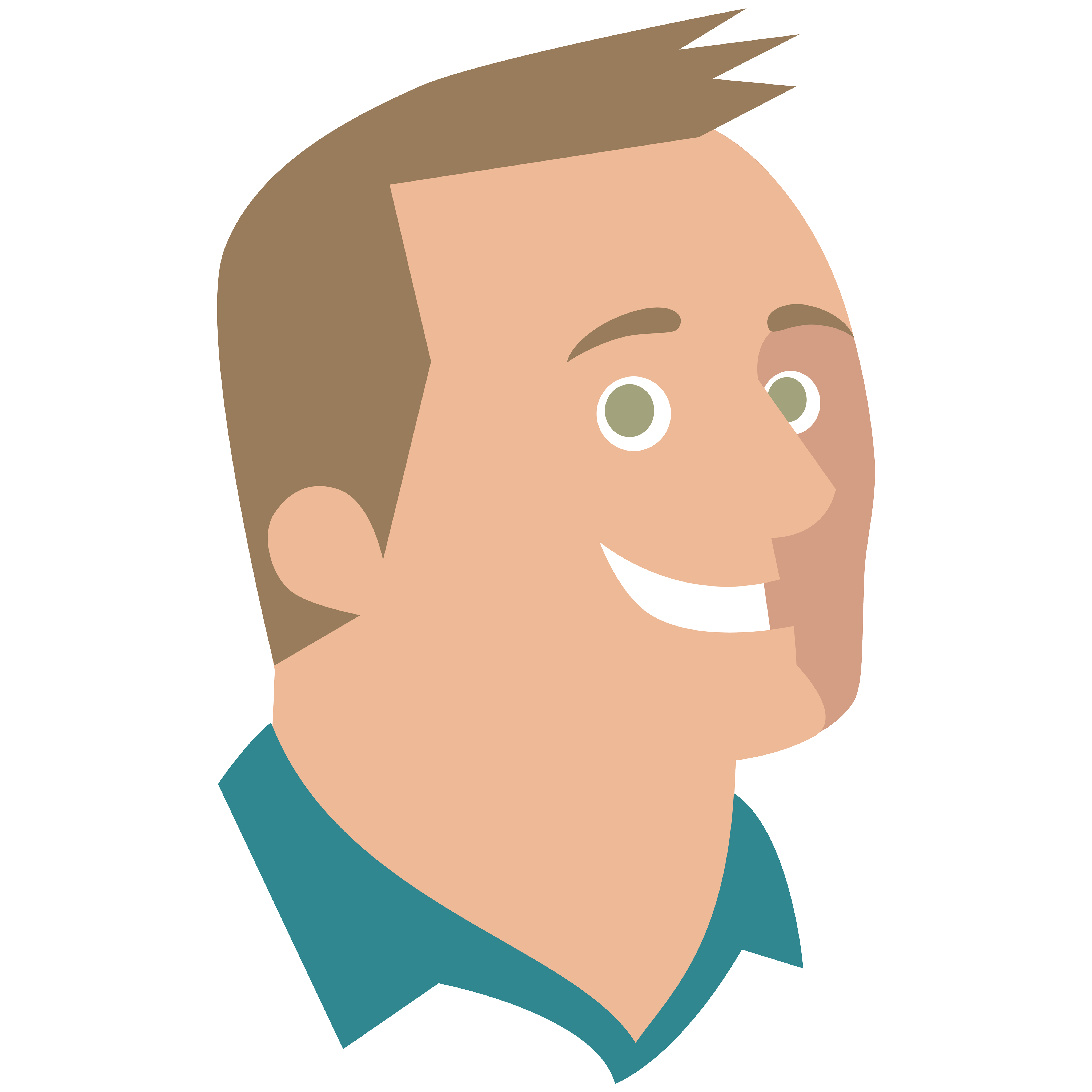 Smiling Cartoon Man Profile with Teal Collar