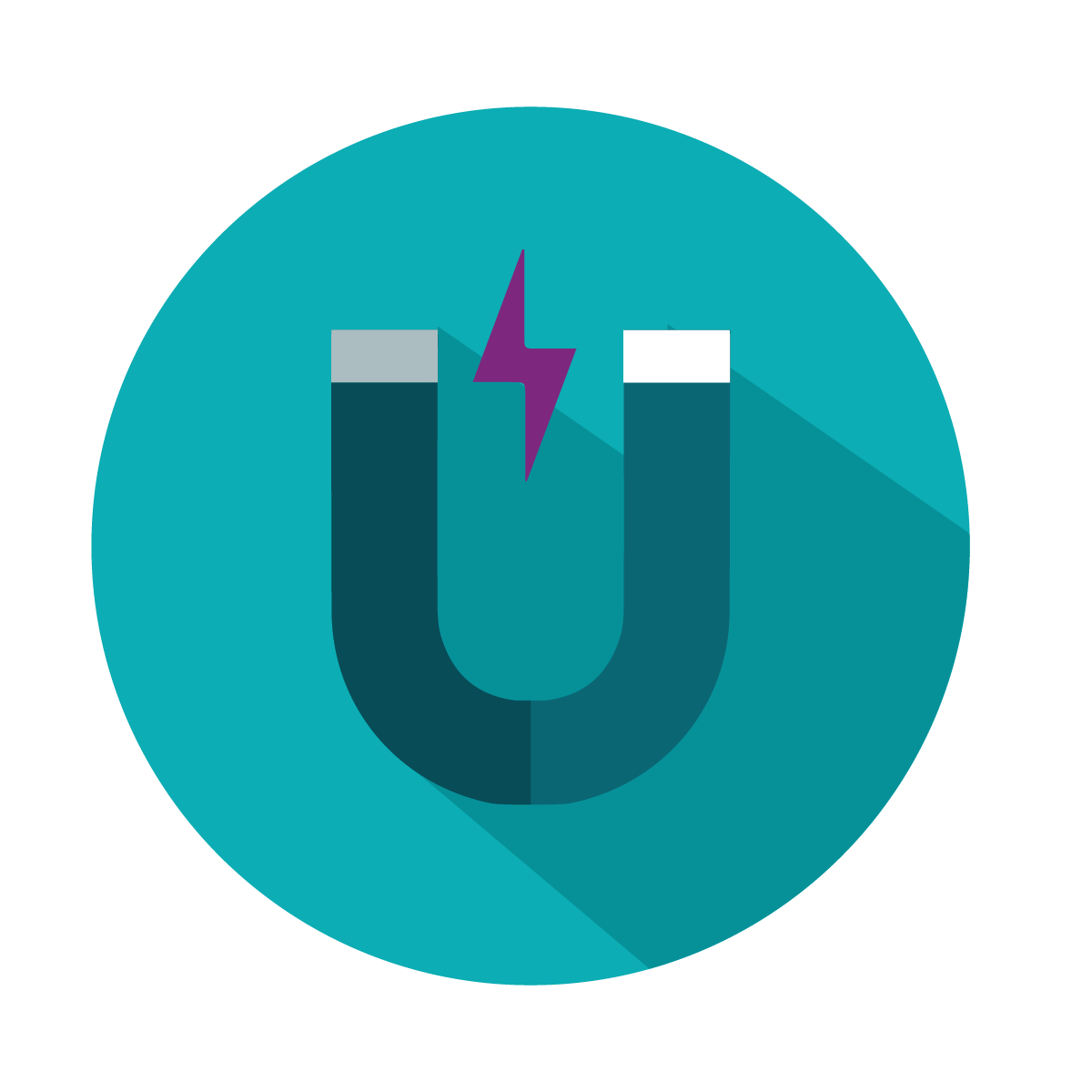 Flat Teal Horseshoe Magnet with Lightning Bolt