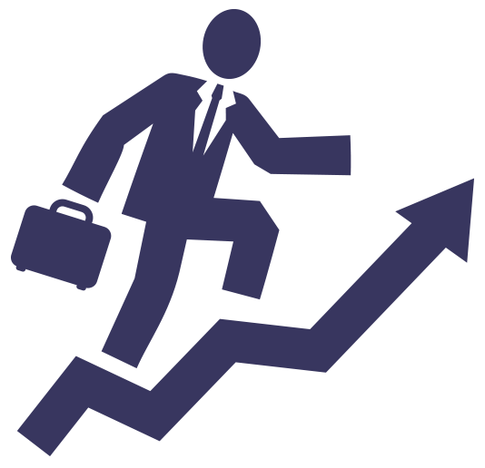 Navy Businessman Climbing Rising Arrow Silhouette