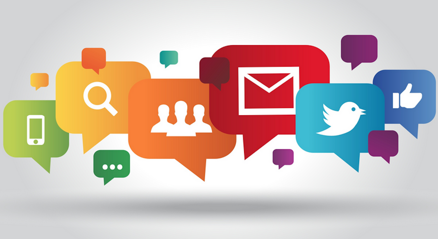 Colorful Social Media Icons with Speech Bubbles