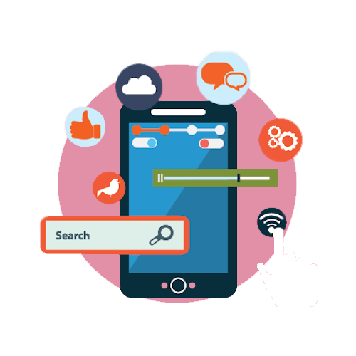 Digital marketing Mobile Phones Company Video step 1 icon transparent bac