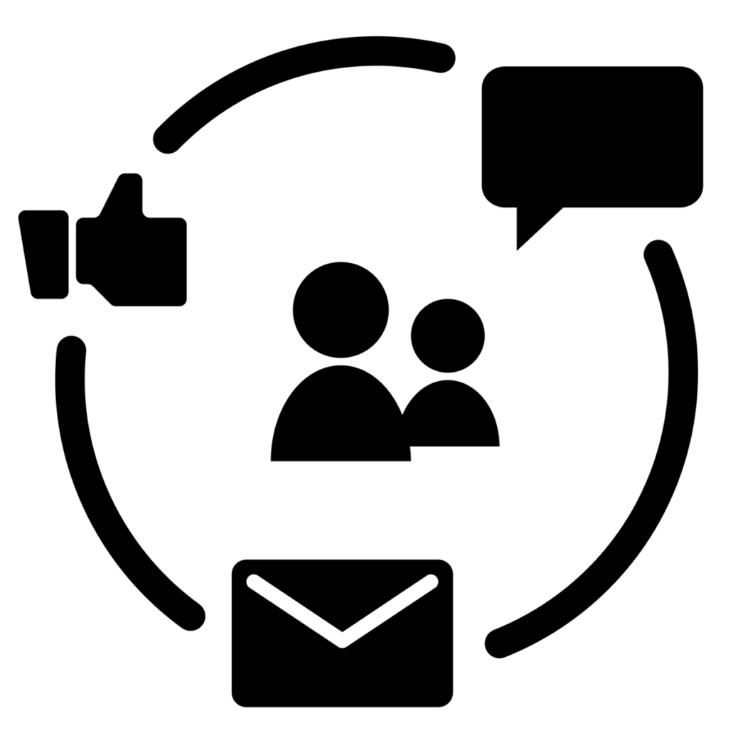 Black Engagement Icon with Thumbs-Up and Envelope