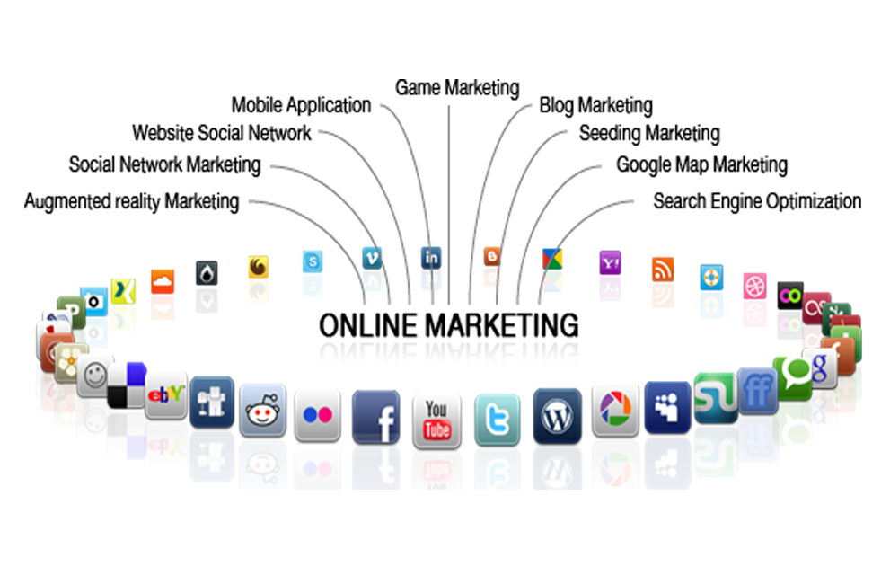 Online Marketing Channels Diagram with App Icons