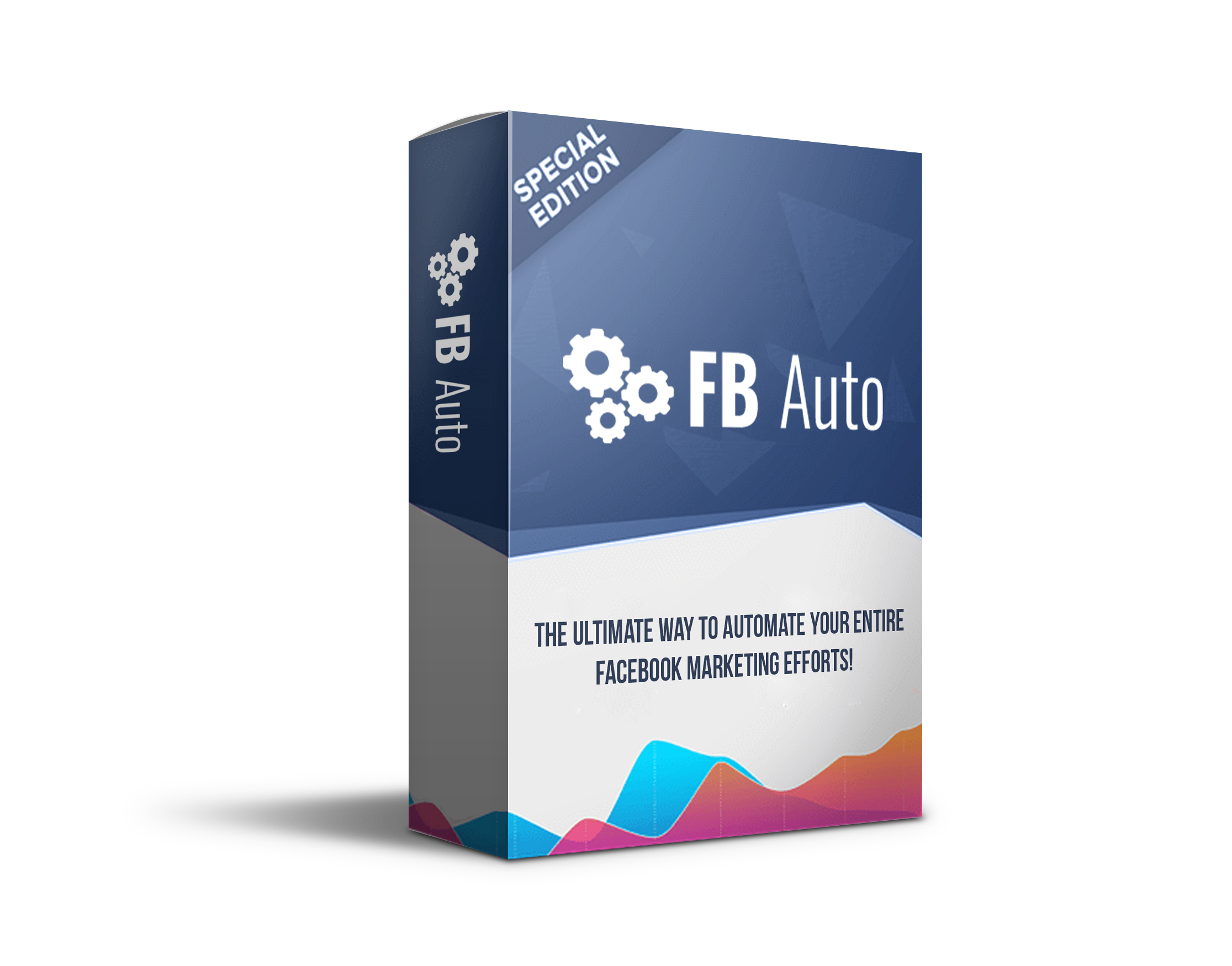 Blue 3D Software Box with Gear Logo