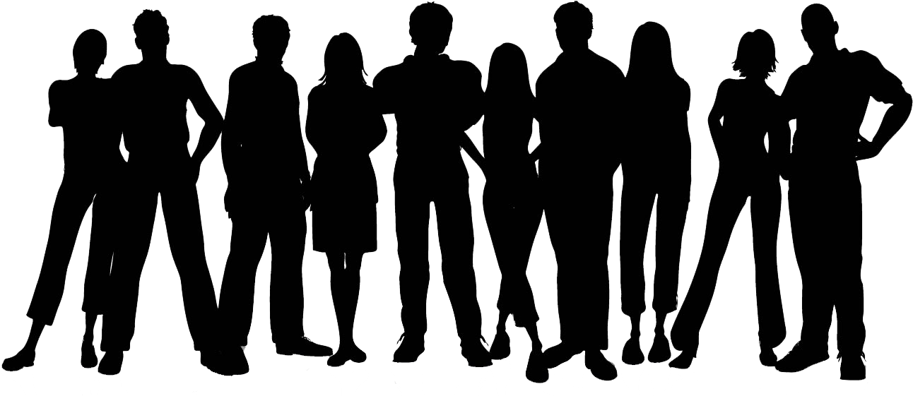 Black Silhouette Group Standing Side by Side