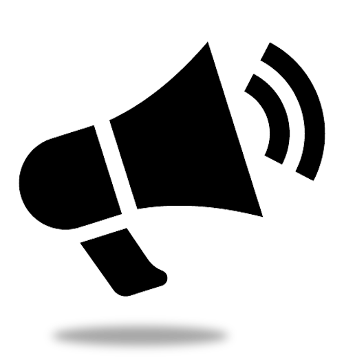 Black Megaphone Icon with Sound Waves