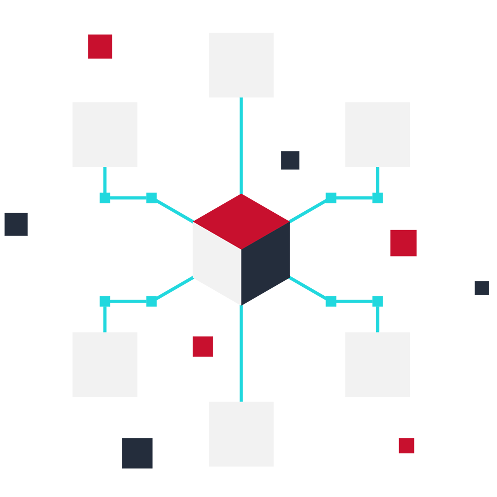 Isometric Cube Network with Red Top