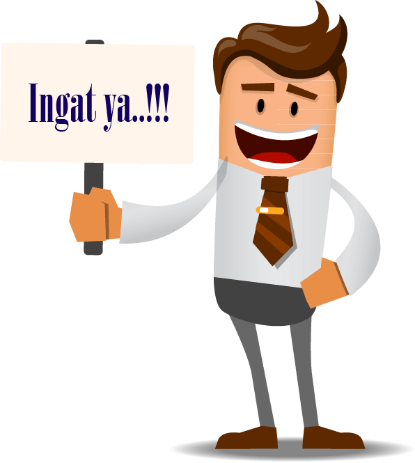 Cartoon Businessman Holding Ingat Ya Sign