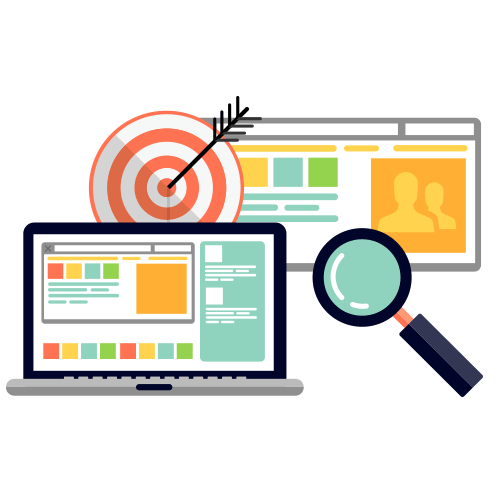 Flat Target and Arrow SEO Marketing Illustration