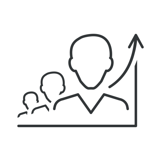 Dark Grey Line Icon of Growth Team