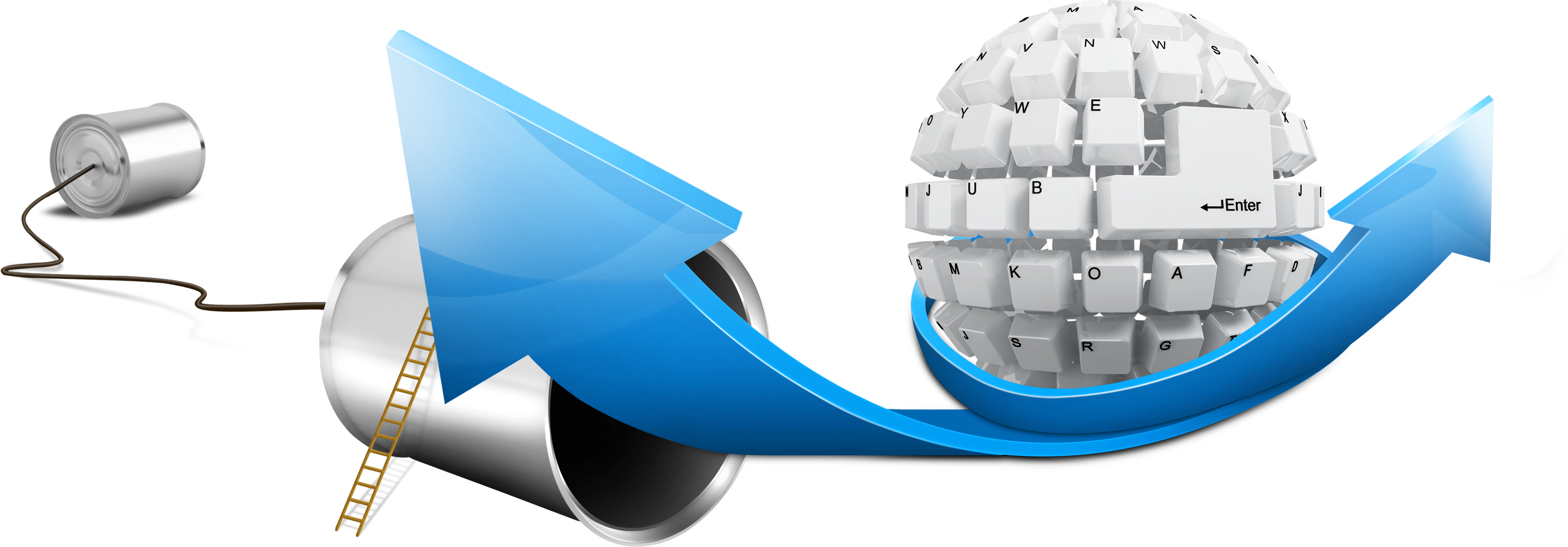 digital marketing service light fixture three dimensional blue arrow